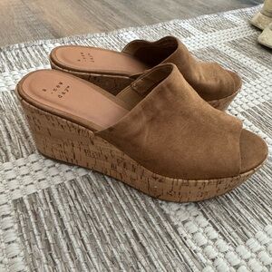 A New Day Tan Suede Wedge Sandals